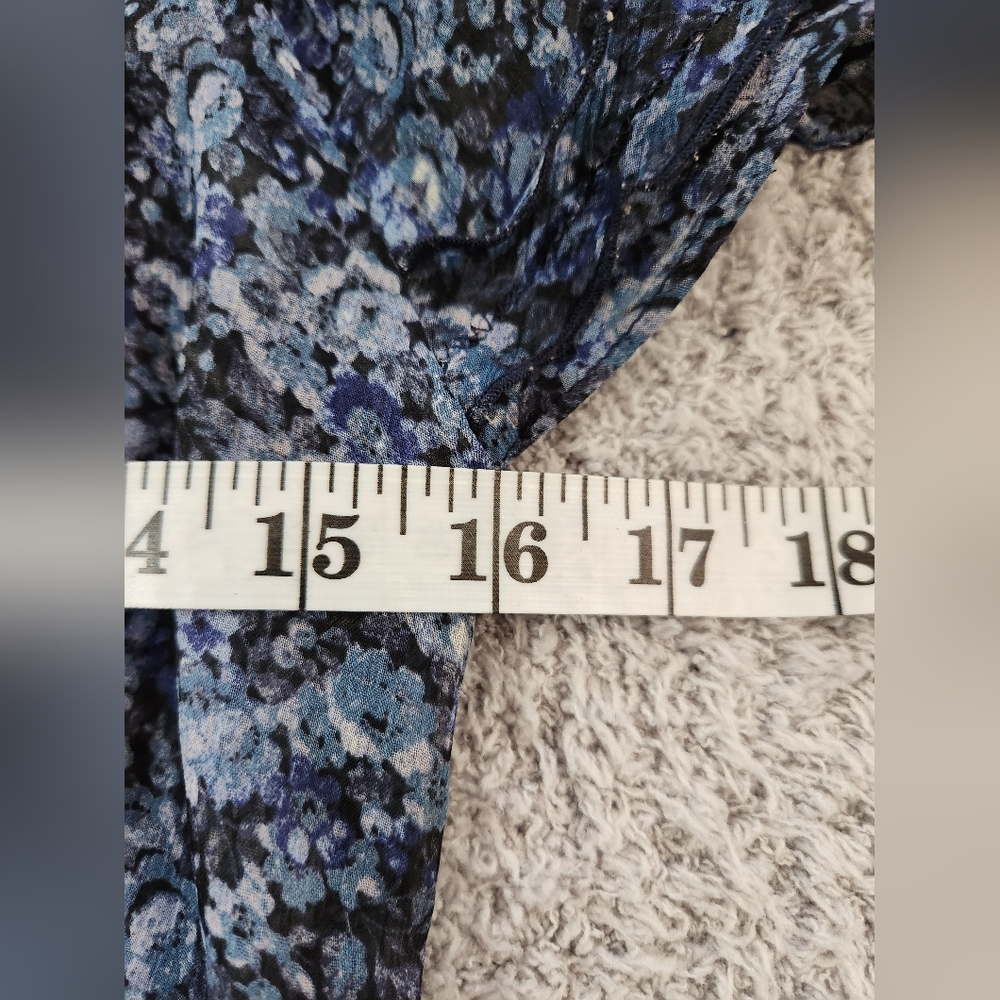 Express Blue Flower Pattern Ruffle And Smocking E… - image 3